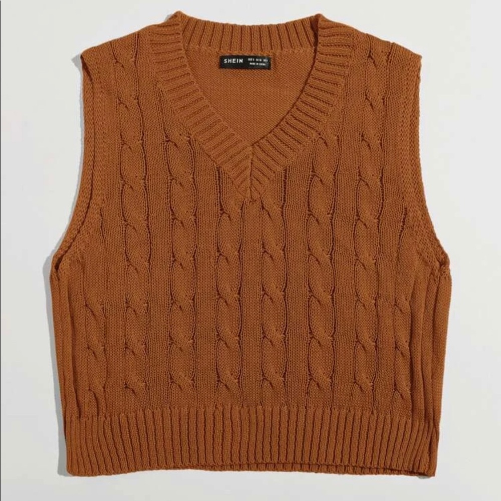 V Neck Cable Knit Sweater Vest